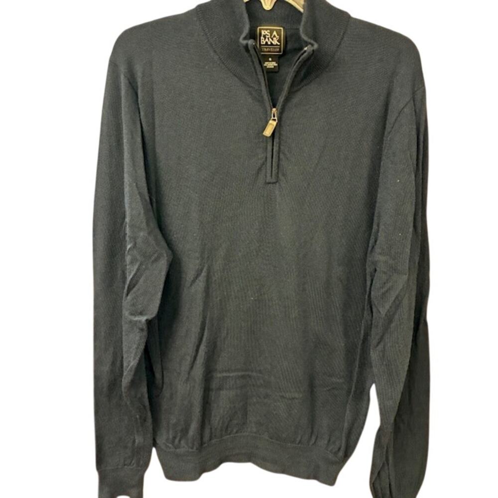 Jos A Bank 100% Merino Wool Quarter Zip Mock‎ Neck Sweater Mens X-Large Navy